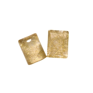 Transparante rechthoekige hars hanger met gouden draden en boorgat voor DIY sieraden
