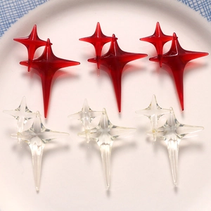 Asymmetrical Four Pointed Star Resin Accessories Star Cross Shape DIY Jewelry Findings For Earring Hair Clip Phone Case