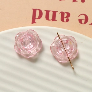 Détails de perles de rose en résine rose translucide pour la création de bijoux DIY