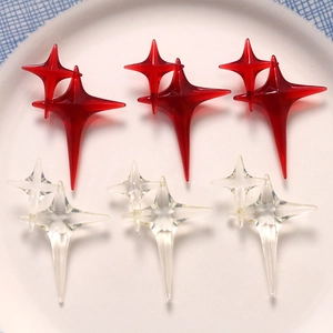 Star-shaped resin charms in red and clear for DIY earrings and jewelry accessories
