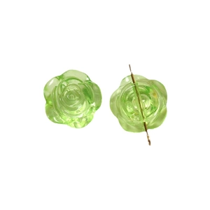 Perles de rose en résine transparente vert clair avec détails de pétales pour bijoux DIY