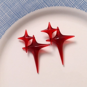 Translucent red resin four-pointed star accessories for DIY jewelry and crafts