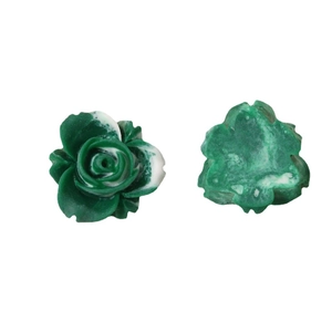 Breloques fleurs roses en résine vert émeraude avec texture marbre pour bijoux