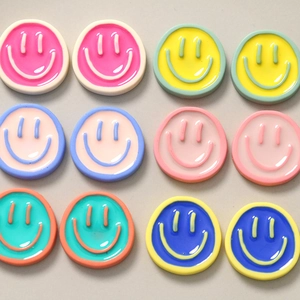 Colorful resin smiley face charms for DIY earrings and jewelry making accessories