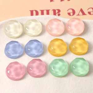 16mm retro geometric resin cabochons with hammered texture in assorted pastel colors