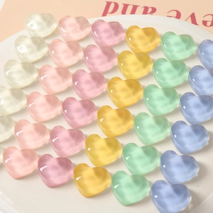 Colorful translucent resin heart charms for DIY jewelry and phone case decoration