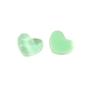 Translucent mint green heart resin charms with textured water ripple surface for DIY crafts