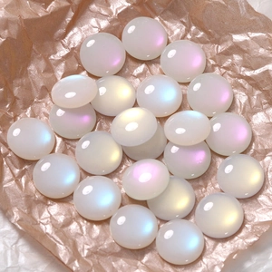 16mm Iridescent AB Opal Resin Cabochons for DIY Jewelry Making on Textured Paper