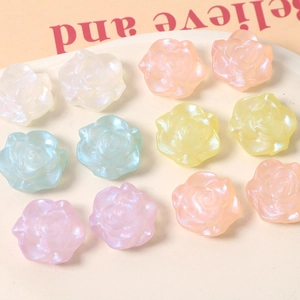 Amuletos de camelia de resina perlada para joyería DIY y manualidades de uñas