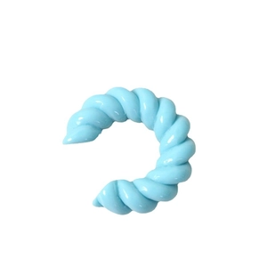 Anello a C in resina azzurra con trama a spirale e finitura lucida per gioielli fai-da-te