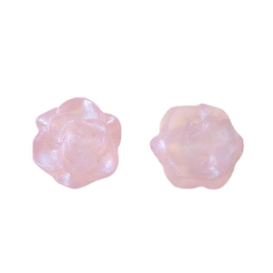 Abalorios de camelia en resina rosa irisada para joyería y accesorios de pelo