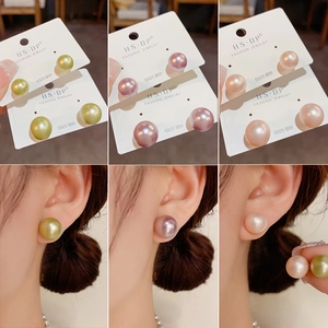Elegant Faux Artificial Pearl Stud Earrings 14K Gold Plated Copper With 925 Sterling Silver Earring Post For Women Simple Jewelry