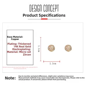 Detalle de pendientes de perlas bañados en oro 14K de 1,1cm con circonitas y base de cobre