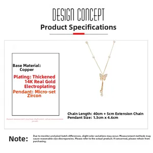 Detailed view of butterfly tassel necklace featuring white shell charms and pearls