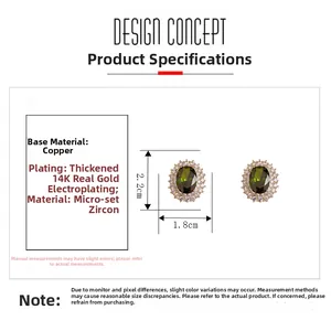 Détail de boucles d'oreilles émeraude avec placage en or 14K et micro-sertissage de zircon