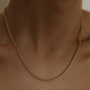 Collar de Cadena de Caja de Acero de Titanio Chapado en Oro Real de 18K Vintage Cadena Veneciana Minimalista para Hombre Mujer Joyería