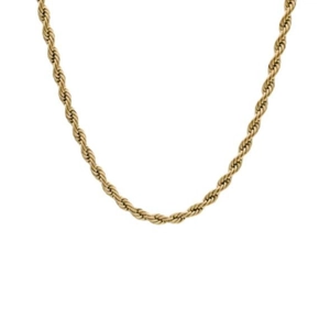 Collana a corda 5mm in acciaio inossidabile placcato oro 18k con trama intrecciata