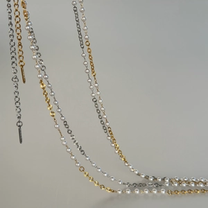 Multi-layer 18k gold and silver plated titanium steel necklace with white pearls