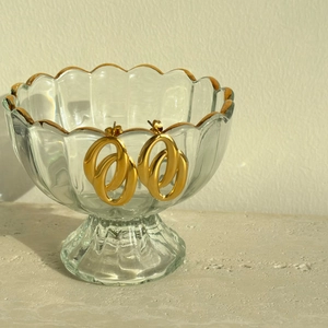 Orecchini vintage a doppio cerchio multistrato in acciaio inossidabile placcato oro 18k