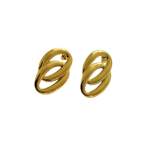 Orecchini a doppio cerchio vintage placcati in oro 18k con design geometrico