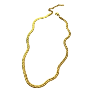 18k gold plated stainless steel 4mm flat herringbone blade chain necklace with lobster clasp