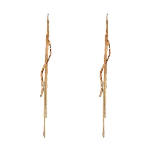 Elegante gouden golfvormige oorbellen met lange slangenketting kwastjes voor dames