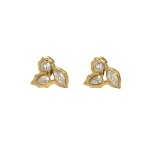 18K gold-plated titanium earrings with cluster zirconia stones on white background