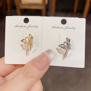 Unique Design Metal Wrap Water Drop Ear Cuff For Women Copper Real Gold Plated Rhinestone Non-Pierced Clip On Earrings Jewelry