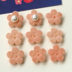 Roze geflockte bloemblaadjes acryl accessoires voor DIY sieraden haarspelden en armbanden