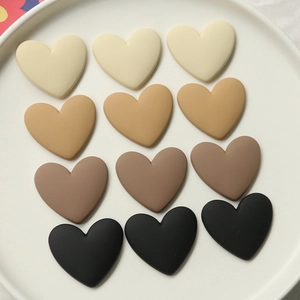 Matte heart resin charms in gradient neutral tones for DIY crafts and hair accessories