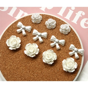 DIY pearlescent white rose and bow acrylic jewelry charms for hair clips and phone cases
