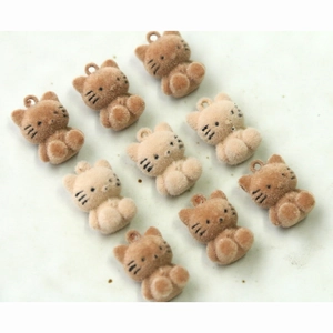 Cute plush cat DIY charms in milk tea colors for handmade jewelry and accessories