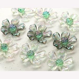 3D translucent AB aurora resin daisy flower charms for DIY jewelry and hair accessories