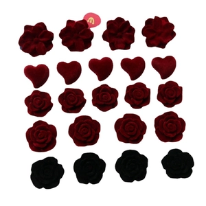 Red flocked DIY floral heart resin jewelry accessories for hair clips and phone cases