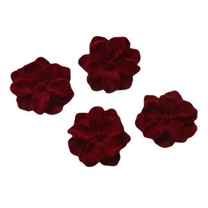 Set of four flocking velvet burgundy irregular flower acrylic jewelry accessories
