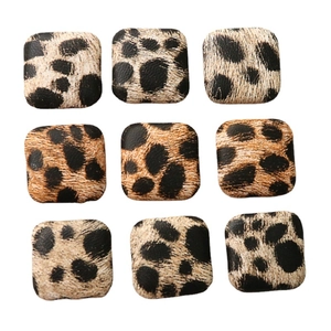 Square faux leather leopard print buttons for autumn winter coats and fashion accessories