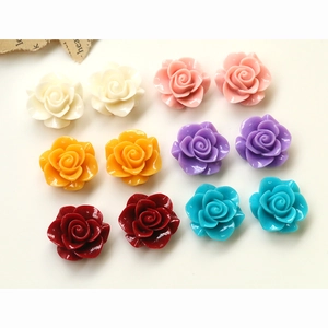 Colorful 3D resin camellia flower charms for DIY jewelry and hair accessories