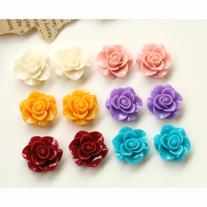 Flat back resin camellia flower charms in multiple colors for DIY phone cases and jewelry