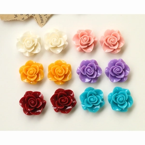 Resin Rose Flower Cabochons Flatback Charms For DIY Earring Hair Clip Phone Case Decoration Handmade Jewelry Accessories