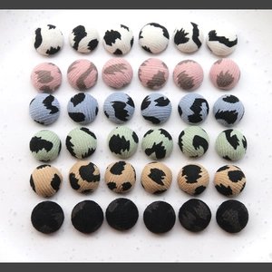 Round Fabric Covered Buttons Leopard Print Polka Dot Cotton DIY Jewelry Findings For Hair Clip Phone Case Material