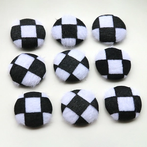 Set of 9 round black and white checkerboard plush buttons for DIY apparel accessories