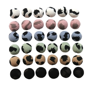 Assorted leopard and cow print fabric covered round buttons for DIY jewelry making