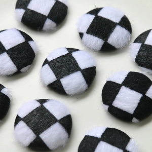 Checkerboard pattern faux fur round DIY accessories for coats and hairpins