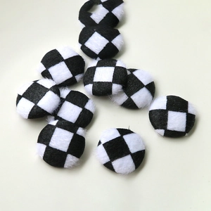 Checkboard pattern plush round buttons for DIY crafts and garment accessories