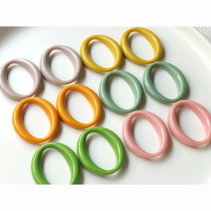 Colorful geometric hollow oval acrylic pendants for DIY jewelry and hair accessories