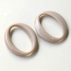 Pair of minimalist beige oval acrylic pendants for DIY jewelry accessories and crafts