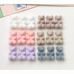18 mini ciondoli a forma di orsetto floccato in colori tè al latte per decorazioni fai-da-te
