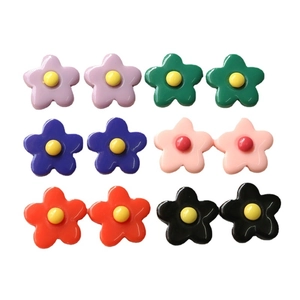 Colorful resin flower accessories in six vibrant colors for DIY jewelry and crafts