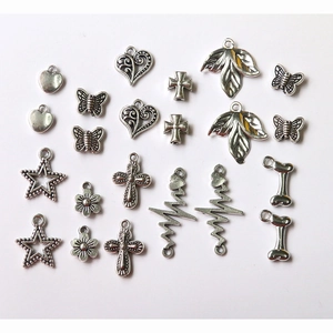 Vintage Tibetan Silver Style Alloy Charms For DIY Jewelry Making Cross Butterfly Heart Pendants Handcraft Accessories