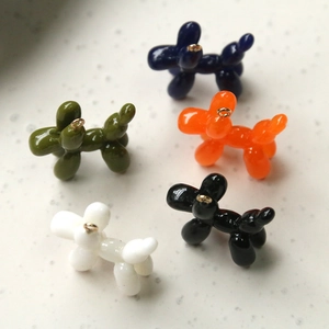 DIY balloon dog resin pendants in five colors with golden rings for jewelry making